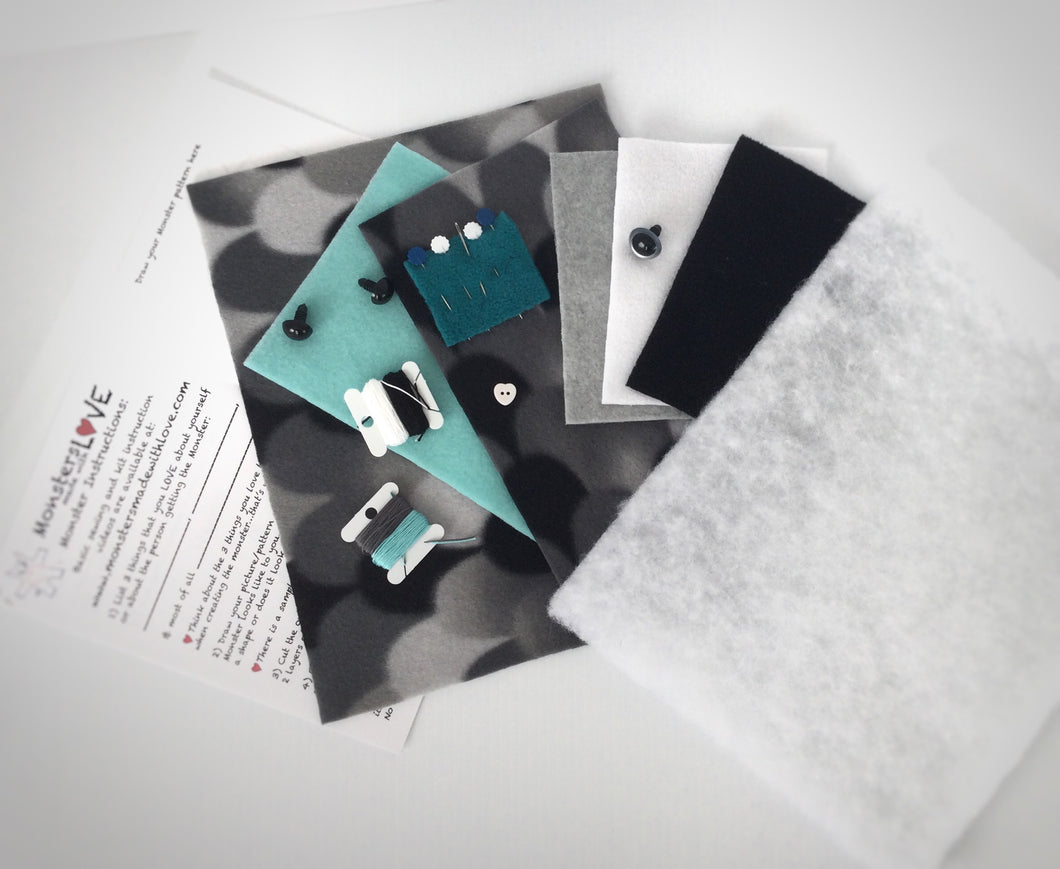 It's Sew Easy to Create Your Own Monster Kit - Gray Scale