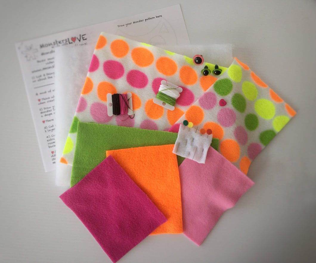 It's Sew Easy to Create Your Own Monster Kit - Neon Dots